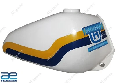 Réservoir d'essence en acier blanc pour Husqvarna CR WR XC 250 430 1982-1983 @RE - Photo 1/4