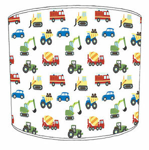 Construction Trucks & Diggers Lampshades Ideal To Match Construction Wallpaper
