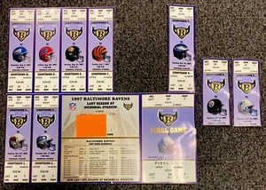 1997 Baltimore Ravens Season Ticket Set Last Season Memorial Stadium - Picture 1 of 1