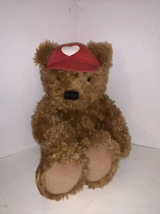 Valentine's Day Brown Teddy bear 12” Stuffed Animal With Red Cap With Heart - Picture 1 of 2
