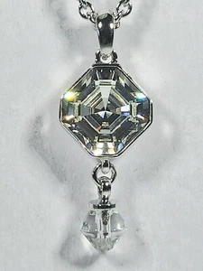 Silber Halskette Spotlight N7200 Groß Swarovski Klar Kristall - Bild 1 von 4