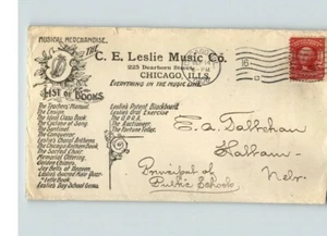 1906 Advertising, MUSICAL MERCHANDISE, C.E. Leslie Music Co., CHICAGO, sent to N - Picture 1 of 1