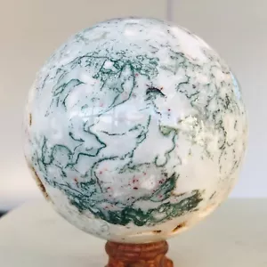 1257g Natural Moss Agate Quartz crystal Sphere Mineral specimen Healing AH41 - Picture 1 of 13