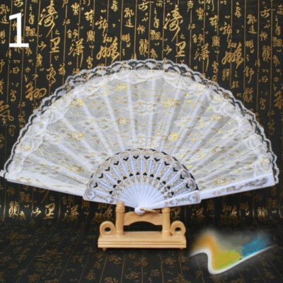 Abanico Plegable de Mano Encaje De Colección Japonés Chino Juegos con disfraces Boda Fiesta Foto 1 de 4