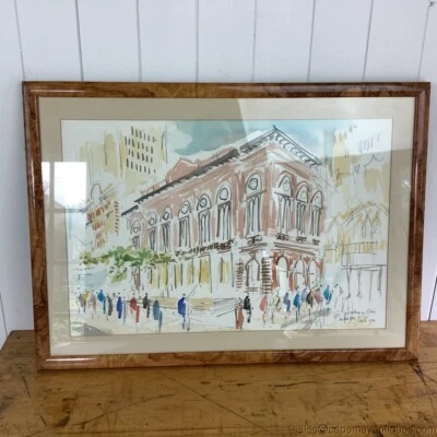Signed Joe Baker Watercolor Painting Academy of Music Philadelphia PA 21" x 14" - Image 1 of 4
