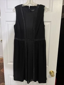 Vestido St John Tejido Gasa Cuentas Plisado Línea A Negro Talla 8 Nuevo - Imagen 1 de 9