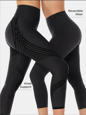 Fanka Negro Cuerpo Esculpido 7/8 Leggings Reversibles Compresión Leggings Negros Pequeños Foto 1 de 4