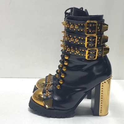 Botas de tacón Jeffery Campbell negras doradas con tachuelas para mujer 6 Foto 1 de 4