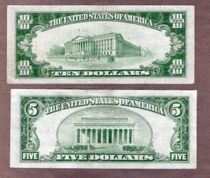 1934A $5 & $10 WWII N. Africa Notes, Problem-Free Mid-Grade, NICE!! - Picture 1 of 3