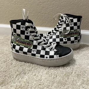 Chiara Ferragni Eye-motif High Top Sneakers Shoes Leather Italy Size EU 36 US 6 - Picture 1 of 24