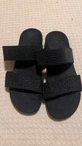 VIONIC ORTHAHEEL SAMOA DOUBLE STRAP SLIDE SANDALS SIZE: 11 BLACK - Picture 1 of 4