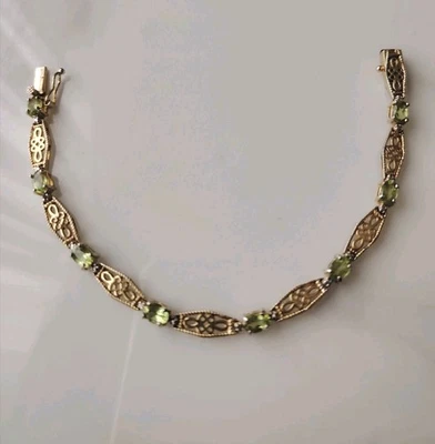 Gold Vermeil On 925 Silver Fas New York Peridot Bracelet 19cm - Image 1 of 4