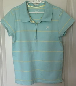 Girls Gap stripe top teal and yellow collar button up short sleeve size XL 12 - Picture 1 of 4