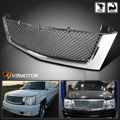 Fits 2002-2006 Cadillac Escalade EST ESV Chrome Front Bumper Mesh Hood Grille - Image 1 of 4