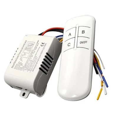 RF Remote Control Switch 3 Way ON/OFF 220V 315MHz Wireless Receiver Lamp Light - Image 1 of 4