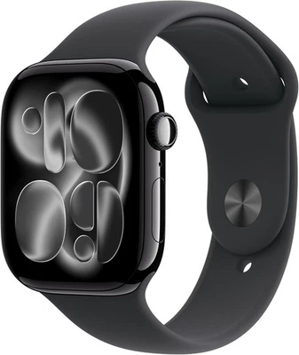 Apple Watch Series 11 (GPS + LTE) 46MM Jet Black Aluminum Case Black Sport Band - Image 1 of 2