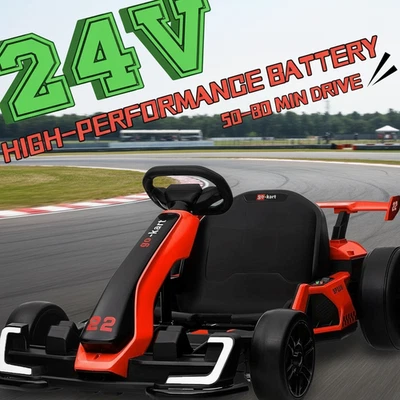 24V Electric Go Kart for Kids,2x150W Motor Powerful Drift Kart +Adjustable Seat⭐ - Image 1 of 4