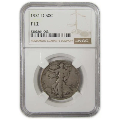 1921 D Liberty Walking Half Dollar F 12 NGC Silver 50c Coin SKU:I20587 - Image 1 of 4