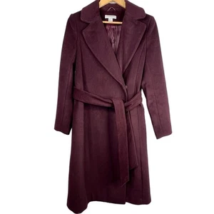 H&M Dark Eggplant Long Belted Wool Peacoat 2 - Bild 1 von 8