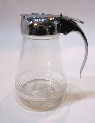 Dispensador de crema de jarabe de vidrio de goteo Nev-R estilo café antiguo tapa de acero inoxidable Foto 1 de 4