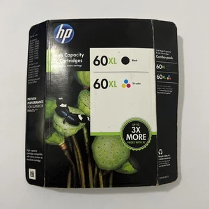 Oryginalny czarny i trójkolorowy wkład atramentowy HP 60XL Combo Pack - Nowy - Exp. 08/2013 - Zdjęcie 1 z 6