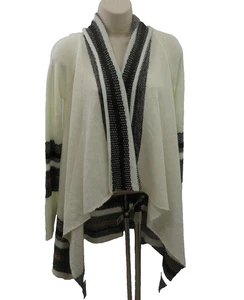 Strick Heart Soul offene Strickjacke Gr. Small Schalkragen Western Boho asymmetrischer Saum - Bild 1 von 7