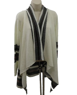 Cárdigan tejido corazón alma abierto talla pequeño cuello chal occidental BOHO dobladillo asimétrico Foto 1 de 4