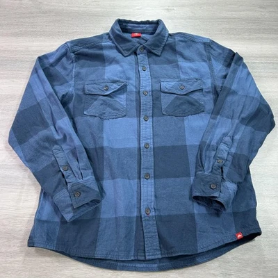 Eastern Mountain Sports Shirt Mens Medium Blue Black Plaid Flannel Button Down - Image 1 of 4