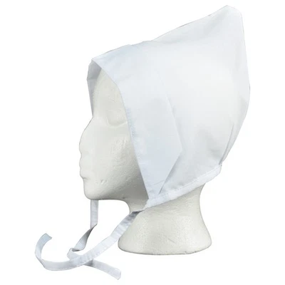 Amish Coif White Linen Bonnet Head Piece Costume Pilgrim Hood Theatre Prop Hat - Image 1 of 2