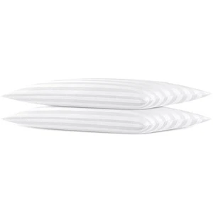 Extra Thin Flat Soft Low Pillows Standard Size Set Of 2 Down Alternative Filled - Picture 1 of 6