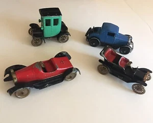 Lot of 4 TootsieToy Cars, 1906 Cadillac, 1929 Ford, Stutz Bearcat, Model T Ford - Picture 1 of 5