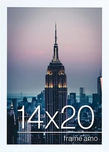 Frame Amo White 14x20 Picture or Poster Frame, 1 inch Wide Border, Smooth Finish - Picture 1 of 8