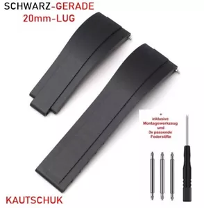 NEU-Uhrband-Kautschuk-SCHWARZ-20mm-für Rolex Daytona,Datejust,GMT,etc.👍 - Bild 1 von 17