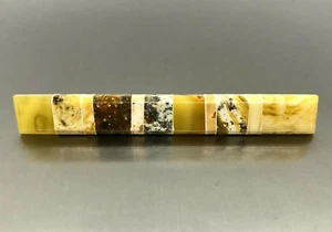 AMBER Tie Clip Clasp Holder Marble White Yellow Mosaic For Men Baltic 8,3g 15698 - Picture 1 of 12