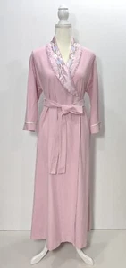 Vintage Vanity Fair Petite Womens S Pink Velour Long Robe Wrap Bathrobe Lounger - Picture 1 of 15
