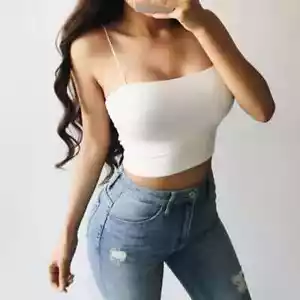 Women Summer Fashion Tanks Tops Sexy Vest Sleeveless Cotton Straps Camis Fitness - Picture 1 of 26