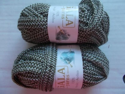 Fios de fita de babado/babado Gala, marrom/azeitona e marl branco, lote de 2 - Imagem 1 de 3