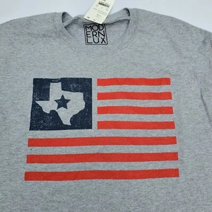 Texas American Flag T-shirt, Men's medium, gray, cotton blend, by Modern Lux - Picture 1 of 3