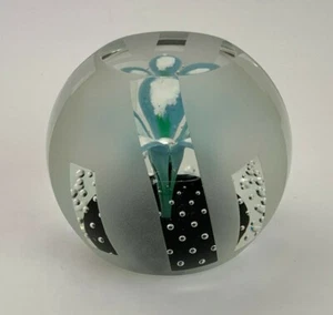 Studio Art Glas Kontrolle Blase Blume signiert Briefbeschwerer - Bild 1 von 7