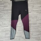 Damen PUMA Leggings schwarz grau lila Kompression klein Größe 8 UK Fitnessstudio Laufen 