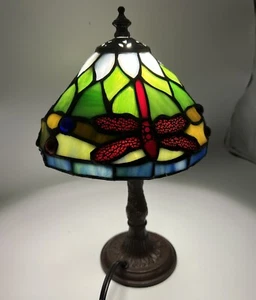 Dale Tiffany Style Pre-Owned DRAGONFLY DESK LAMP 11.5” WORKS - Picture 1 of 11