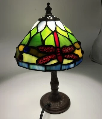 "LÁMPARA DE ESCRITORIO LIBÉLULA ESTILO DALE TIFFANY USADA 11,5"" FUNCIONA" Foto 1 de 4