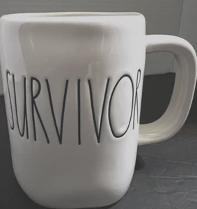 Rae Dunn White Wavy Mug Survivor Coffee Hot Chocolate 18 oz 4 3/4" Hot Liquid - Picture 1 of 7