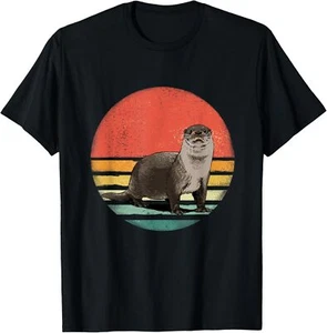 Retro Vintage River Sea Otter Animal Mammal Otter Lovers T-Shirt Hoodie - Picture 1 of 12