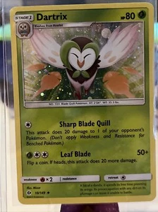Juego de cartas coleccionables Pokémon Dartrix Sol y Luna Base Set 10/149 Cosmos Holo Raro MP/LP - Imagen 1 de 2