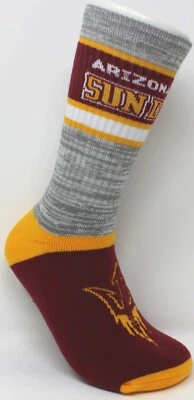 Arizona State Sun Devils NCAA For Bare Feet Double Deuce Gray Crew Socks *Large - Image 1 of 4