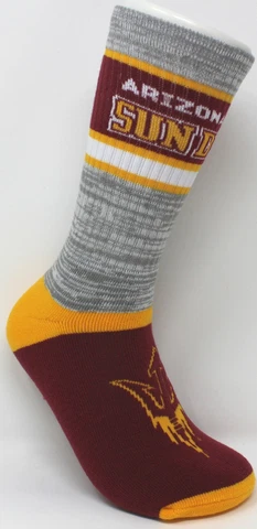 Arizona State Sun Devils NCAA For Bare Feet Double Deuce Gray Crew Socks *Large Cover