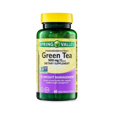 Extrato de chá verde Spring Valley cápsulas vegetarianas, 500 mg, 60 unidades - Imagem 1 de 4