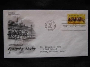 PFERDERENNEN KENTUCKY DERBY ~ 100. LAUF ~ 1974 OFFICAL FIRST DAY ~ FDC USA 76477 - Bild 1 von 3