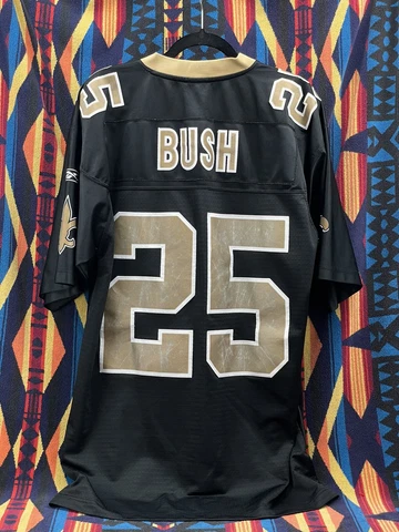 REEBOK NFL REGGIE BUSH NEW ORLEANS SAINTS JERSEY Large Black Cover